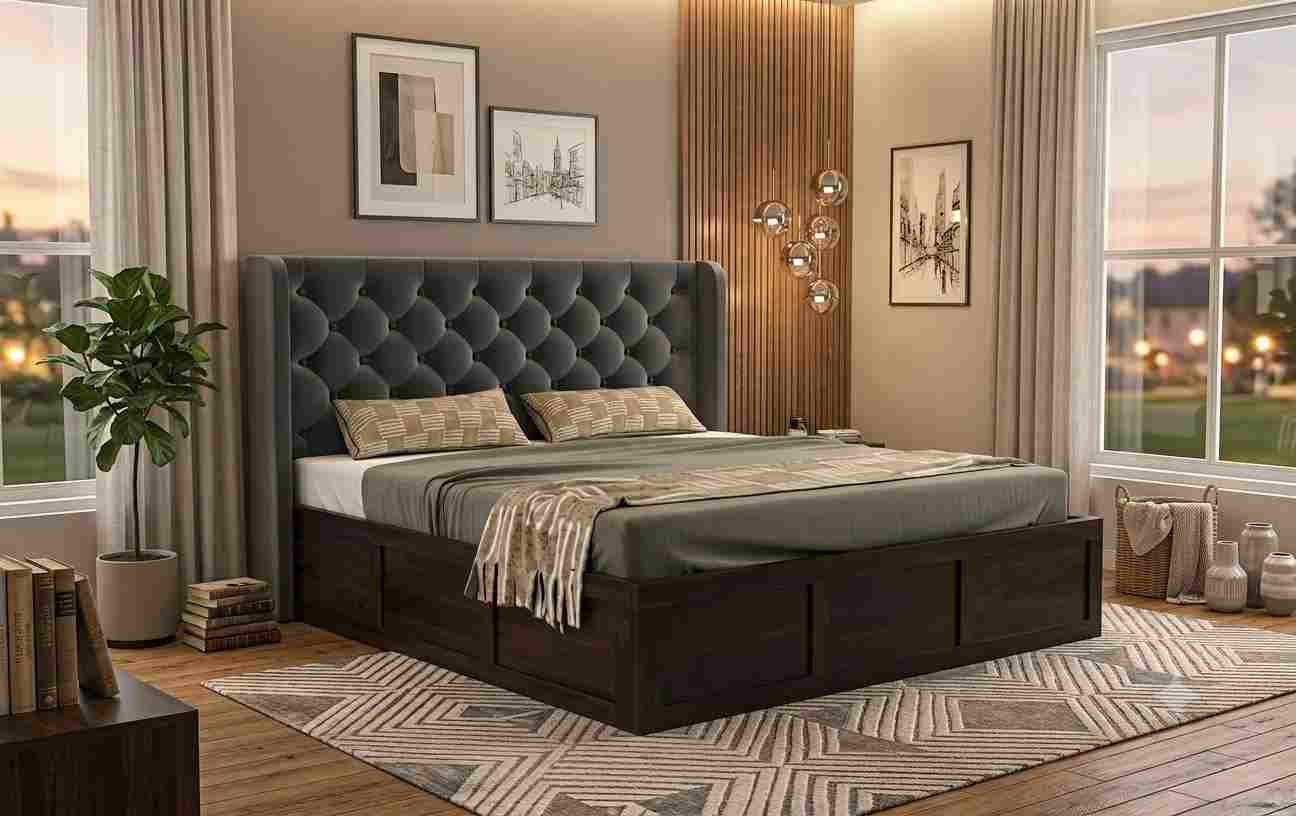 SAP Furniture Tufted Chesterfield Storage Bed