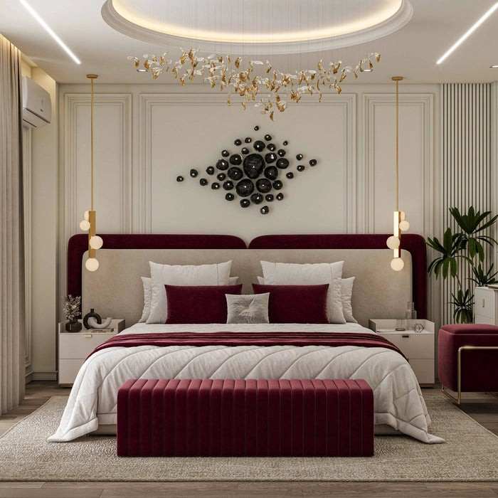 The Royal Burgundy Winged Executive Bed