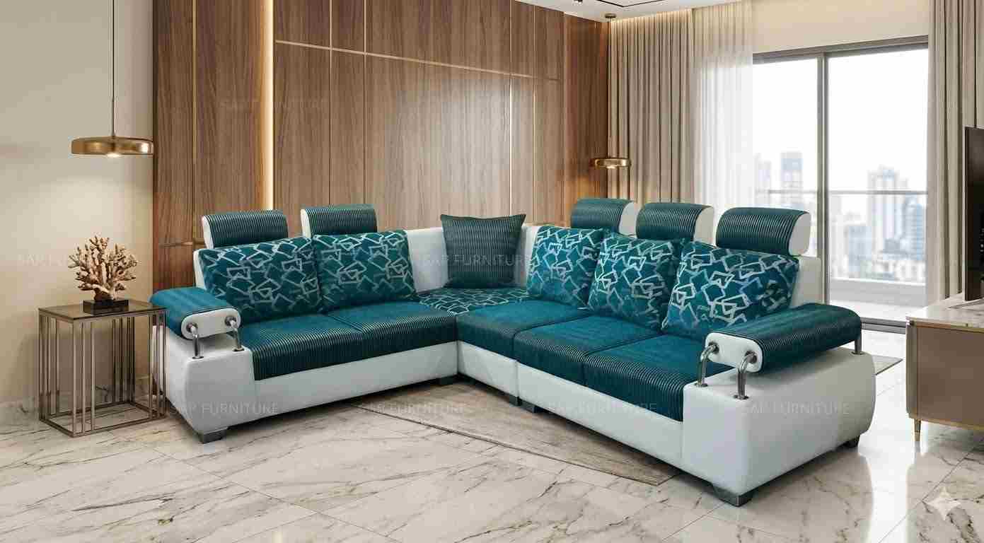 The Teal Elegance Corner Lounge Set