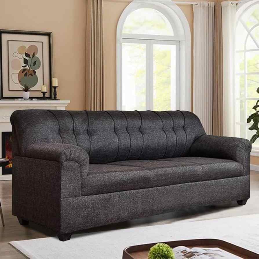 The Gotham Jet-Black Faux Leather Sofa Set