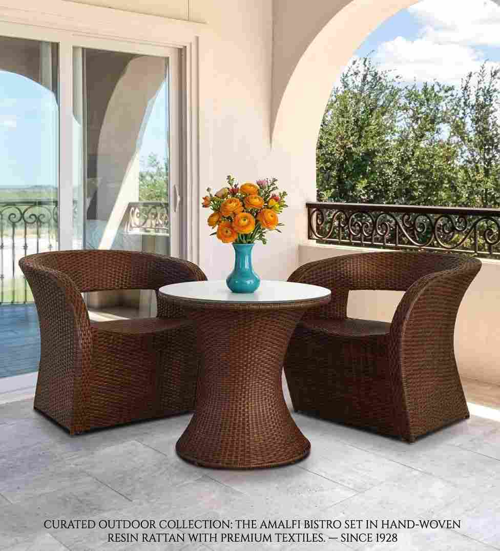 3-Piece Outdoor Wicker Patio Bistro Set with Hourglass Table