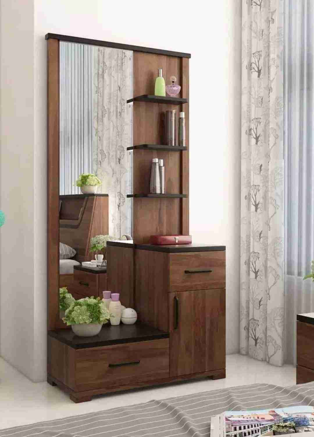 Teak & Espresso Multi-Tier Dressing Vanity