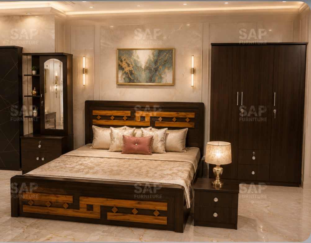 Aura Dark Charcoal & Honey-Oak Luxury Furniture Set