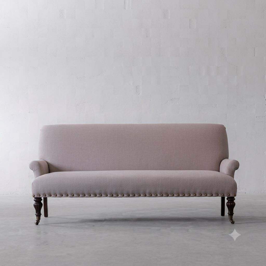 The Victoria Antique Blush Velvet Settee