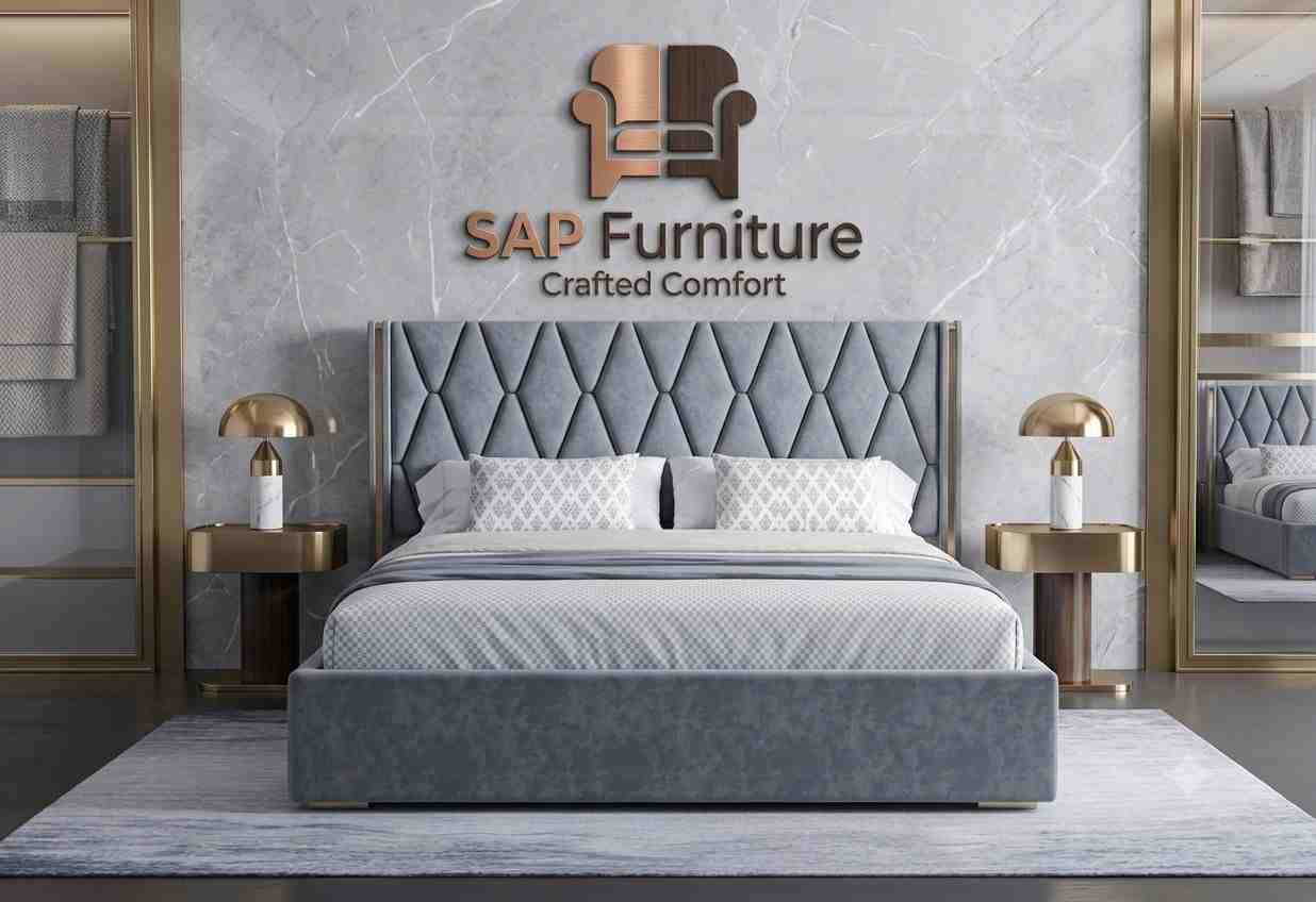 SAP Furniture Luxury Diamond-Tufted Velvet Bed