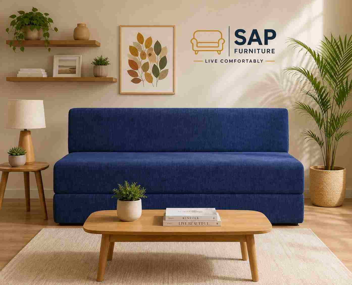 SAP Royal Blue Convertible Sofa cum bed