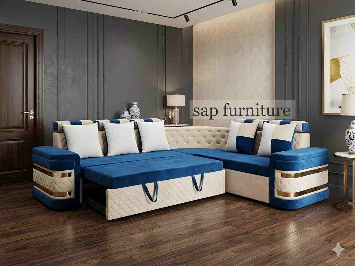 The Sapphire & Ivory Luxury Sofa Cum Bed