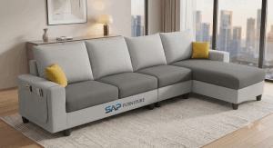 Vista Modern L-Shaped Sectional Sofa with Storage Pocket