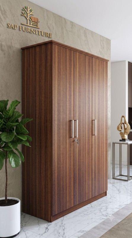 Classic 3-Door Solid Wood Finish Wardrobe