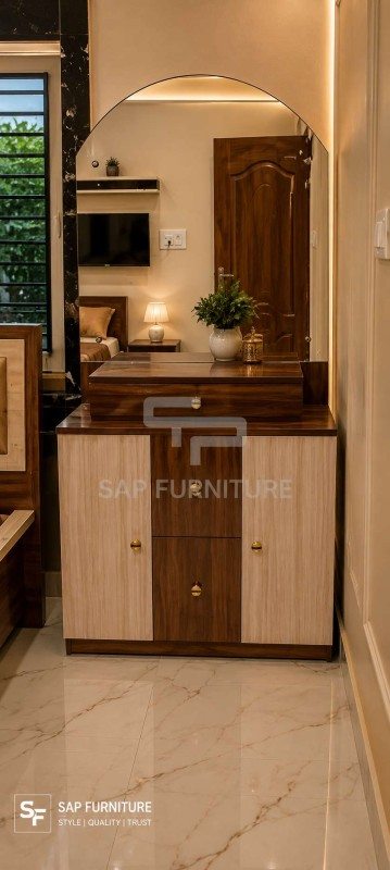 Walnut & Light Oak Luxury Arched Vanity Console