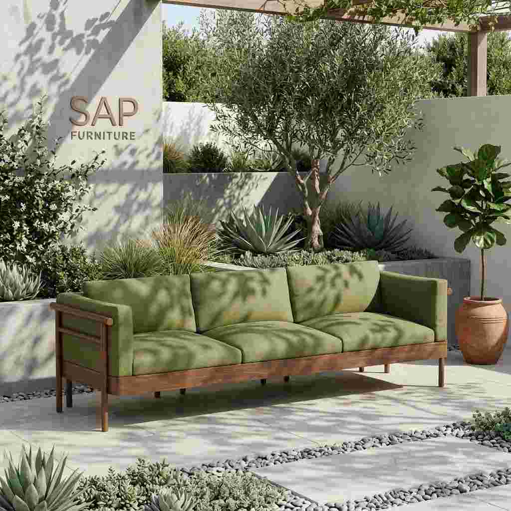 The Kyro Mid-Century Olive & Walnut 3-Seater Sofa