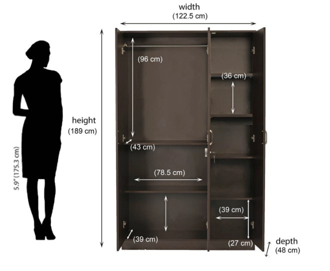 SAP Furniture 3-Door Minimalist Wooden Wardrobe