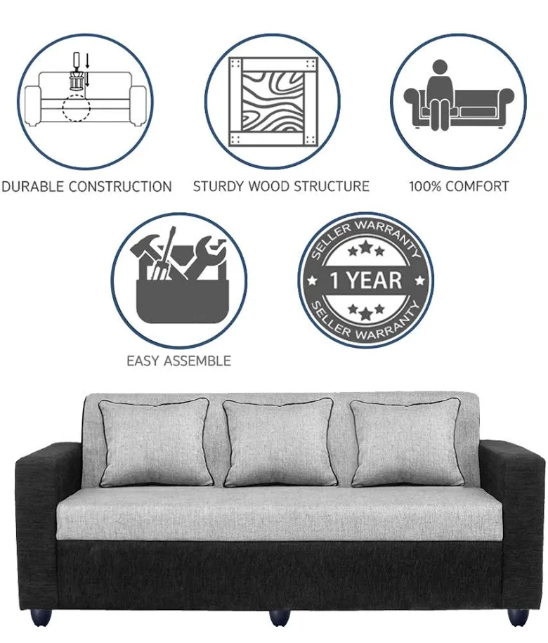 Executive Tuxedo Contrast Sofa (Charcoal Black & Mist Grey)