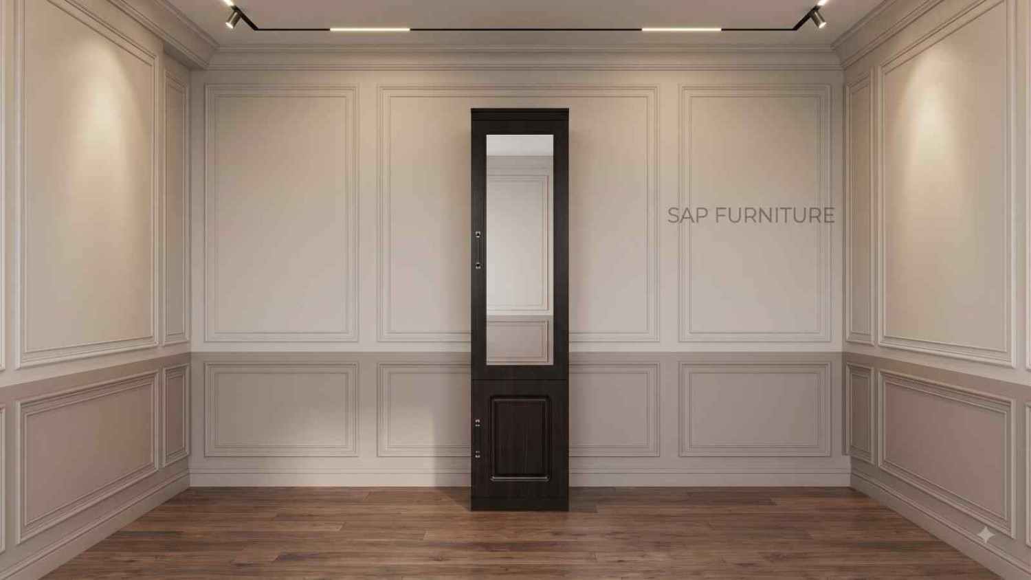 Classic Espresso Single-Door Wardrobe with Dressing Mirror & Drawers