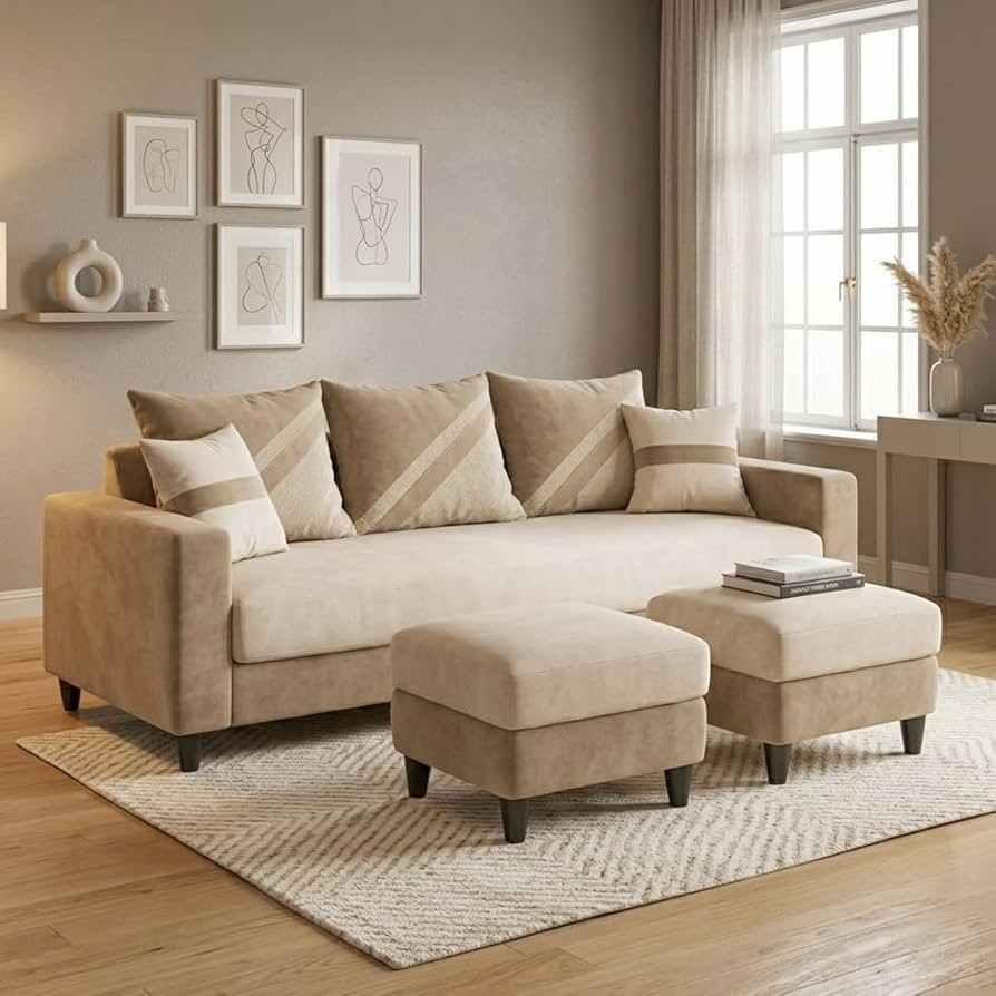 Modern Premium): SAPkuch Cappuccino Dual-Tone Living Room Lounge Sofa Set