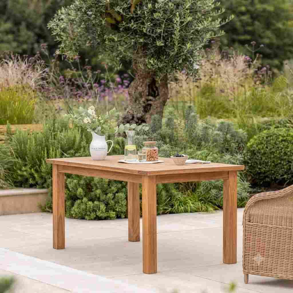 Modern Solid Teak Outdoor Dining Table