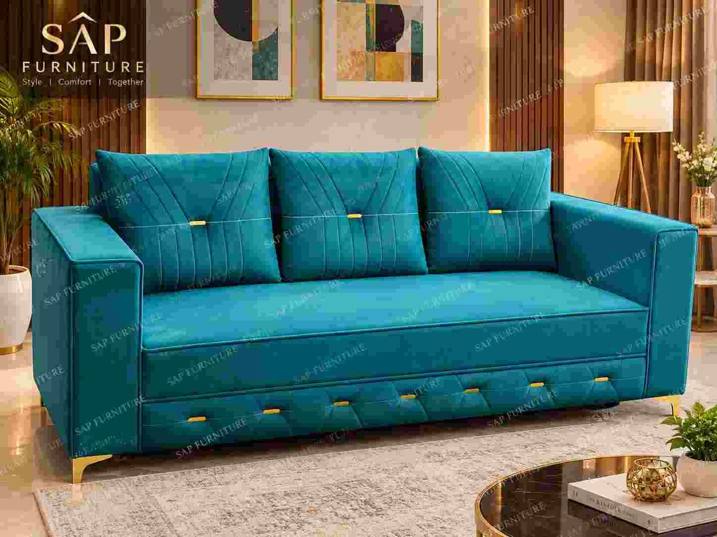 Royal Teal Luxe Sofa