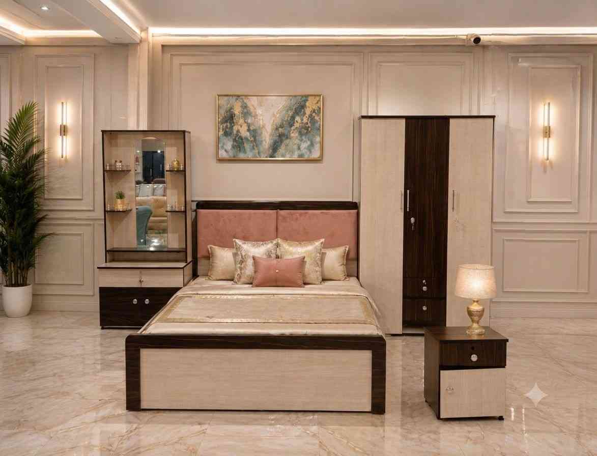 Blush Velvet & Walnut Luxury Furniture Set