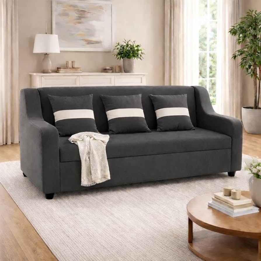 Charcoal Curve 3 seatear sofa