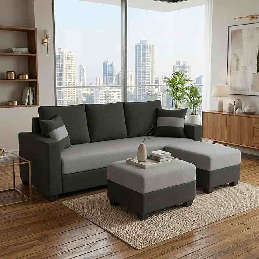 The Avalon Charcoal & Ash U-Shaped Sectional Sofa