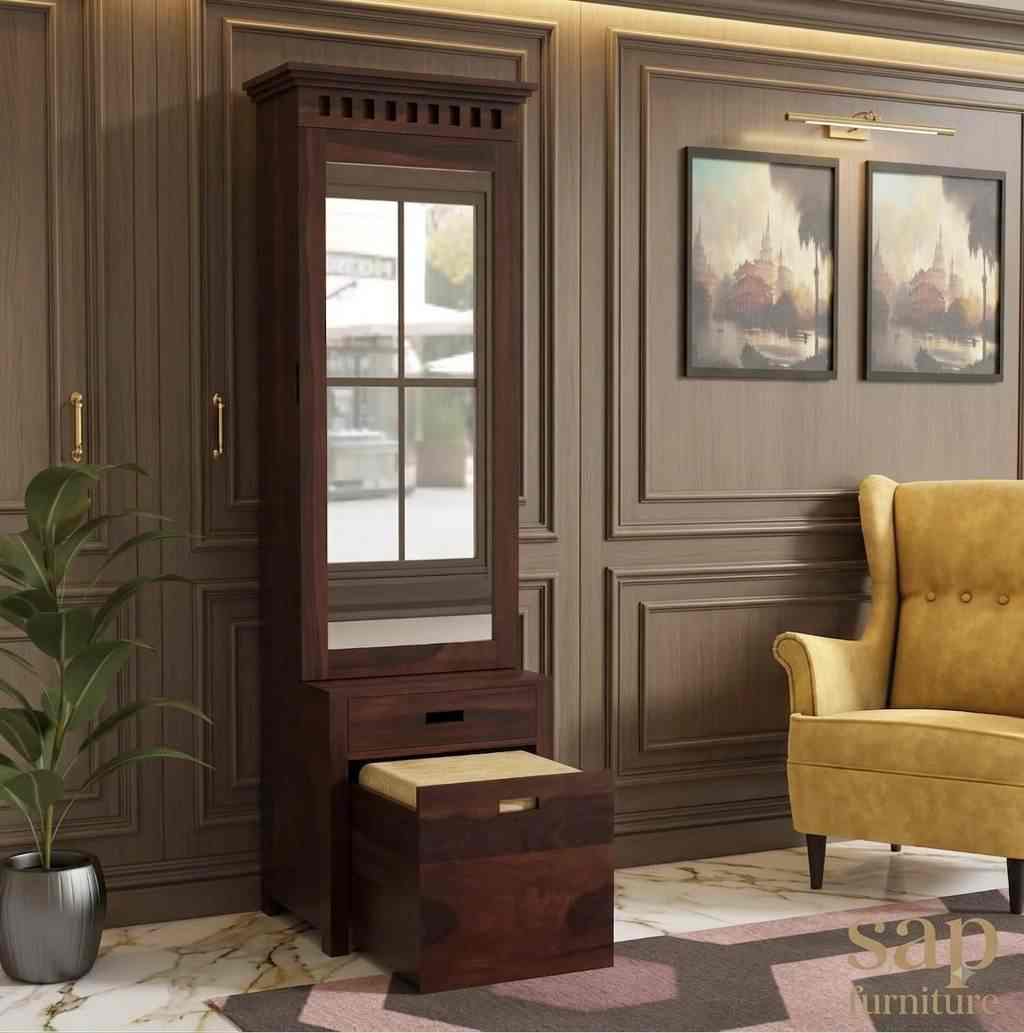 Heritage Walnut Dressing Unit with Nesting Storage Stool