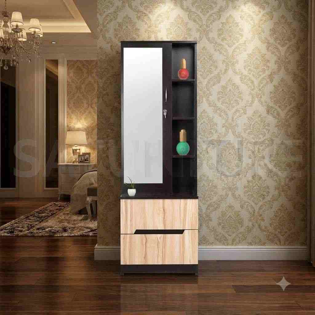 Espresso & Light Oak Dual-Tone Lockable Vanity Unit