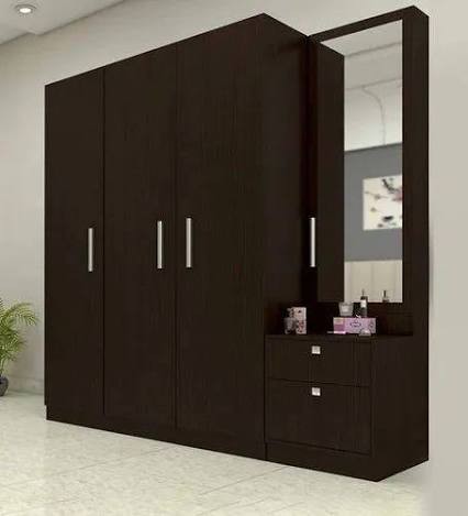 Nero Wenge 4-Door Wardrobe with Integrated Dressing Station