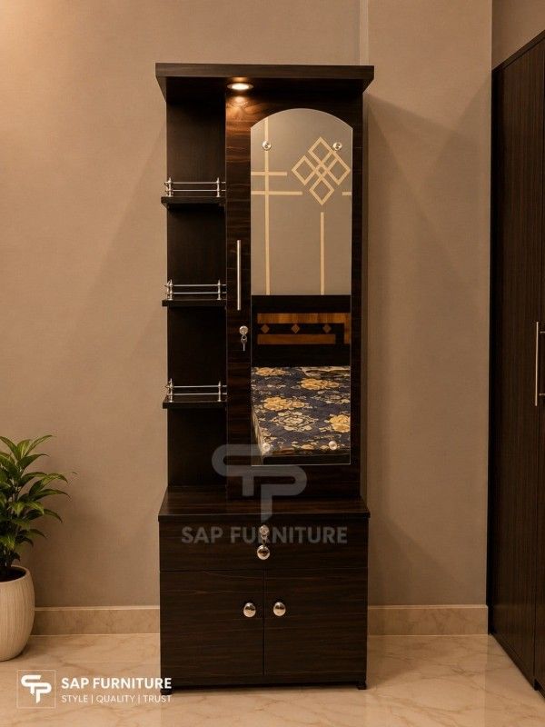 Dark Walnut Frosted-Etched Mirror Vanity Unit with Spotlight
