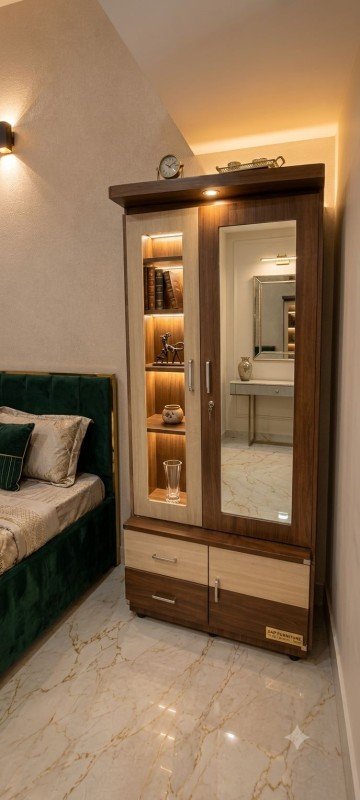 Contemporary Dual-Tone Storage Dressing Almirah with Spotlight