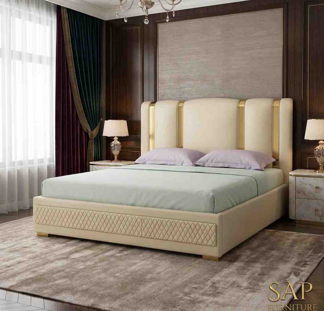 Imperial Gold-Accented Luxury Upholstered Bed