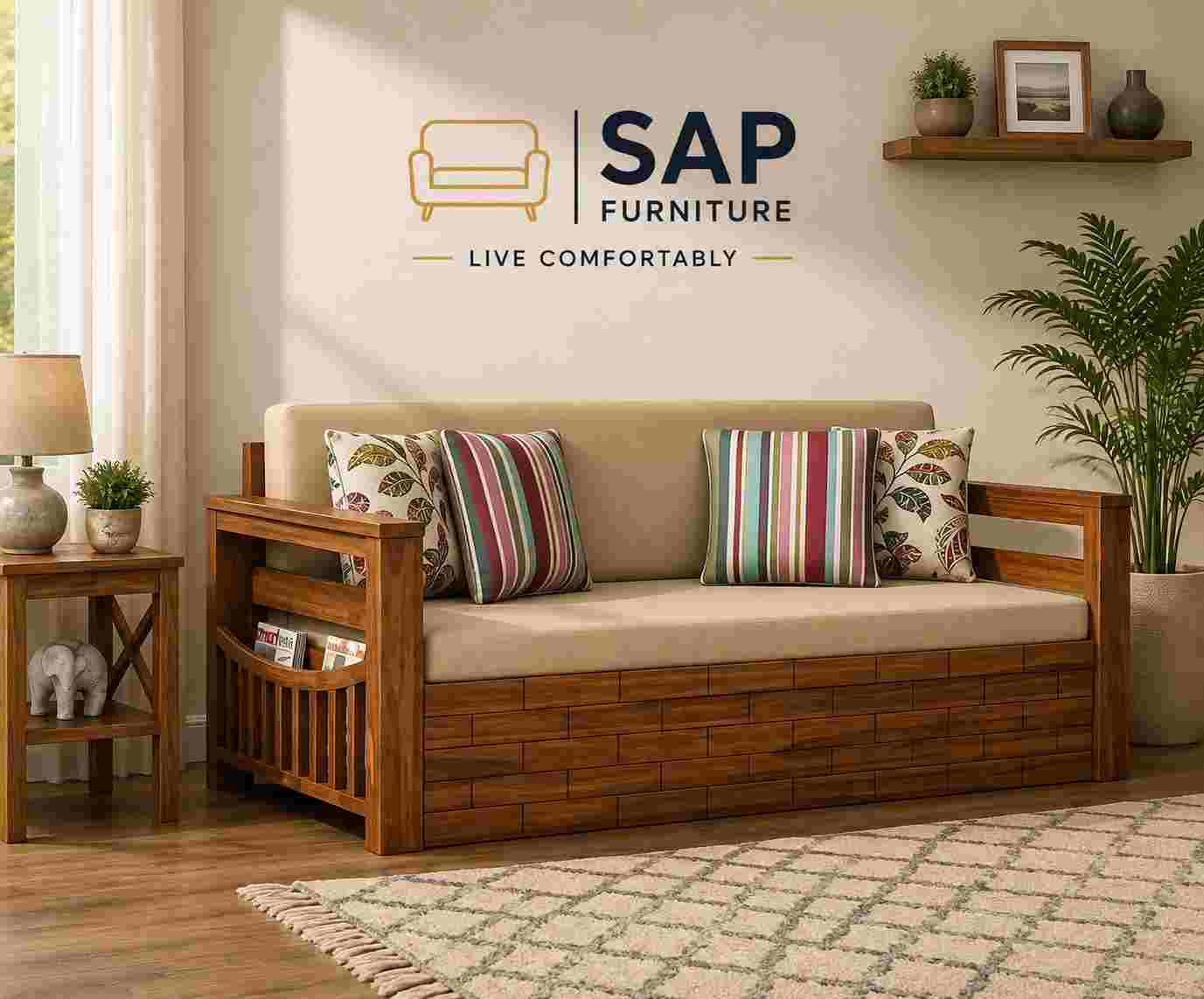 SAP Premium Wooden Pull-Out Sofa Bed
