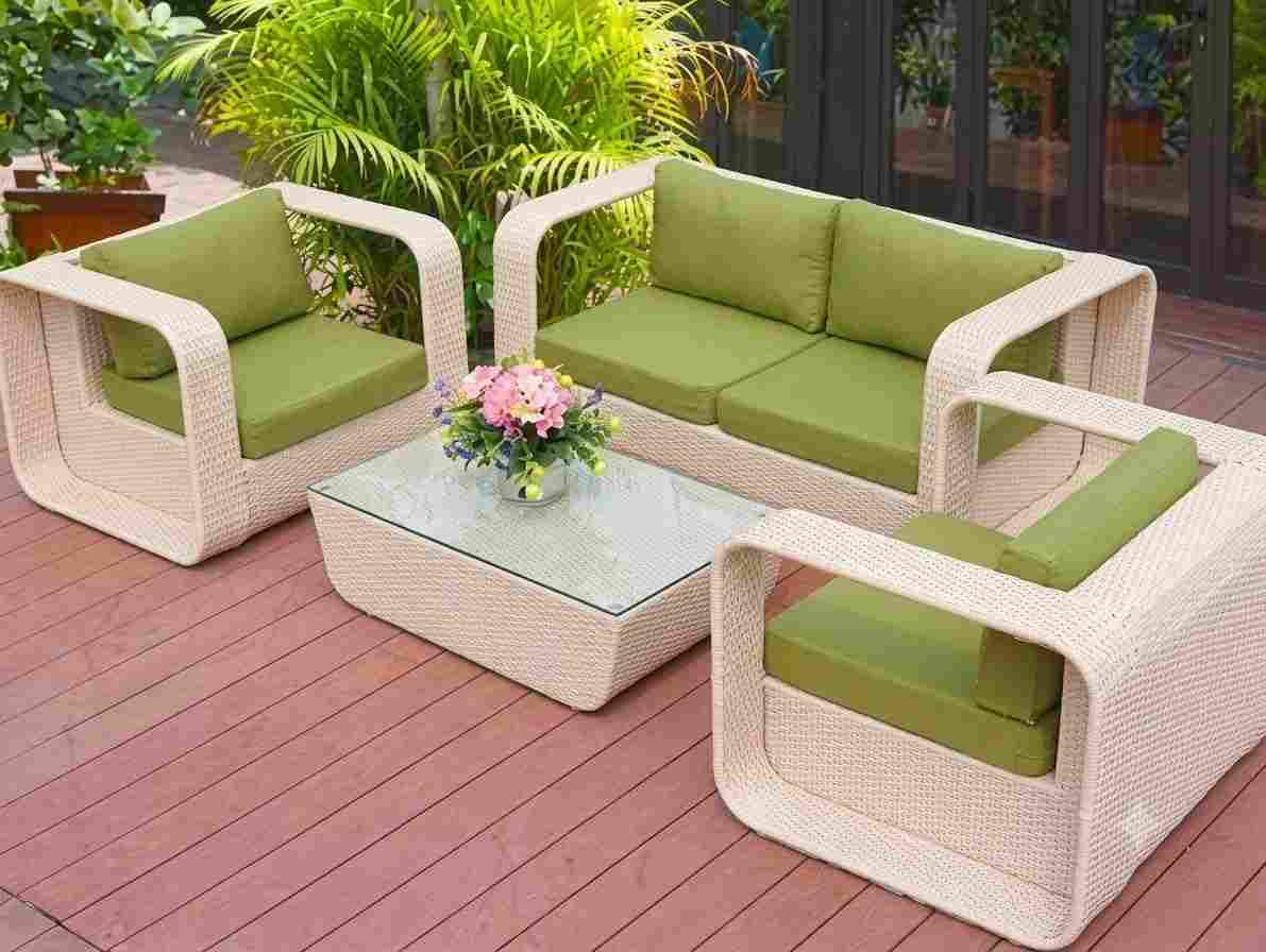 The Riviera Modern Rattan Patio Sofa Set