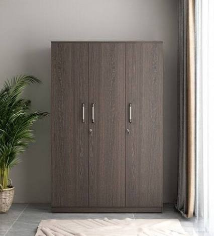 Aspen Charcoal Oak 3-Door Premium Wardrobe with Dual Locks