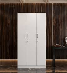 Trio 3-Door Engineered Wood Wardrobe in Matte White Finish