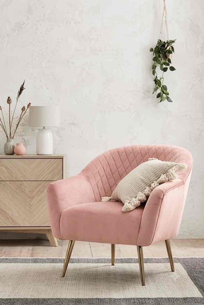 The Seraphina Blush Pink Velvet Accent Chair