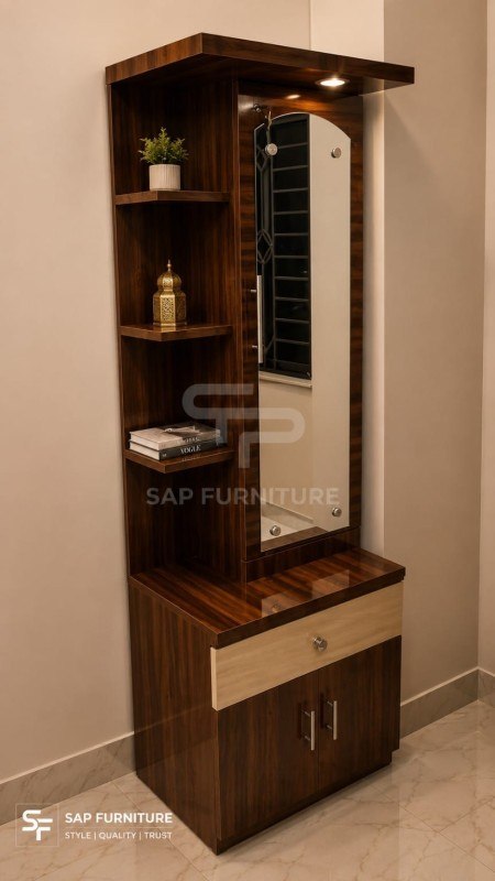 Glossy Walnut & Light Oak Dual-Tone Vanity Unit