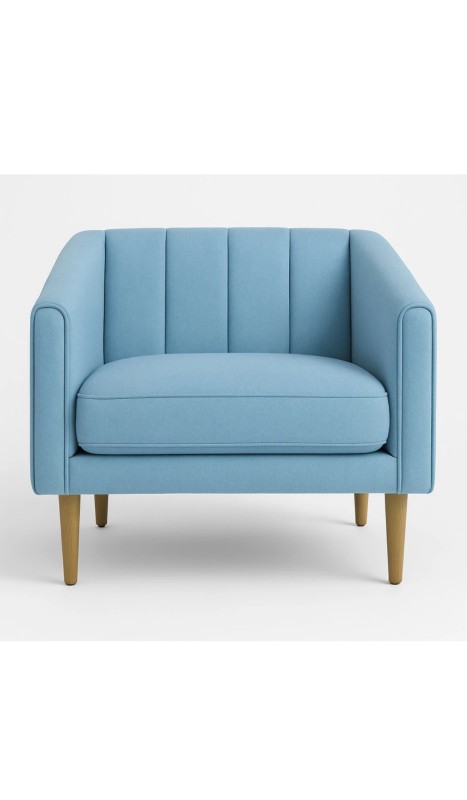 Aero Premium Fabric 1 Seater Accent Armchair with Fluted Backrest Powder Blue