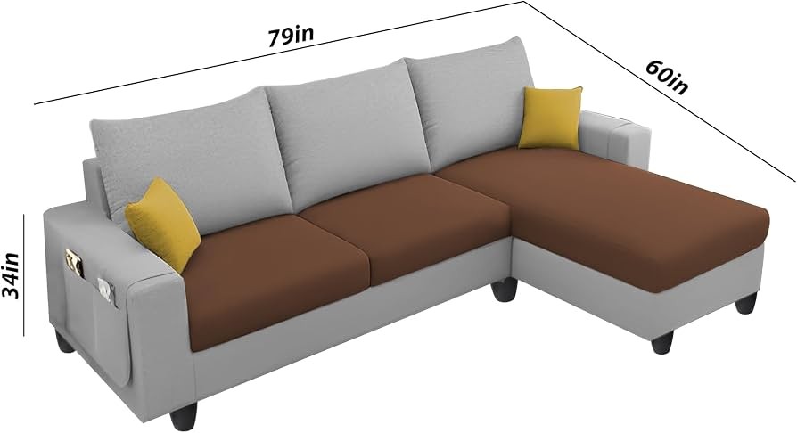 Vista Modern L-Shaped Sectional Sofa with Storage Pocket