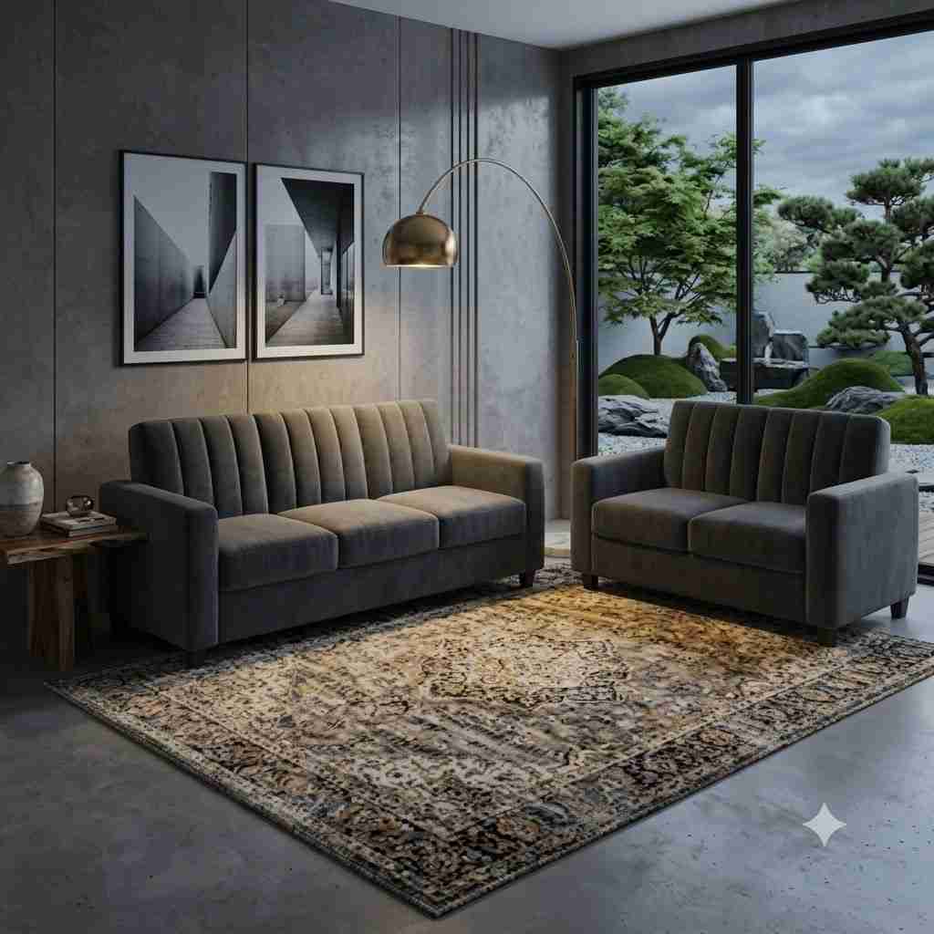 Manhattan Modern Charcoal Grey 3+2 Sofa Set
