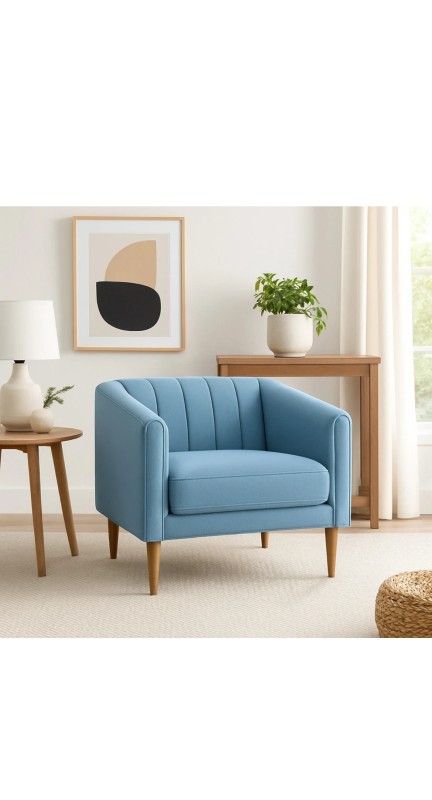 The Aria Sky Blue Channel-Tufted Chair