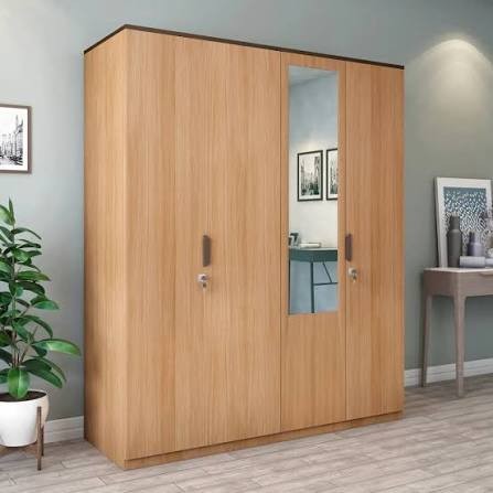 Oakwood 4-Door Engineered Wood Wardrobe with Dressing Mirror