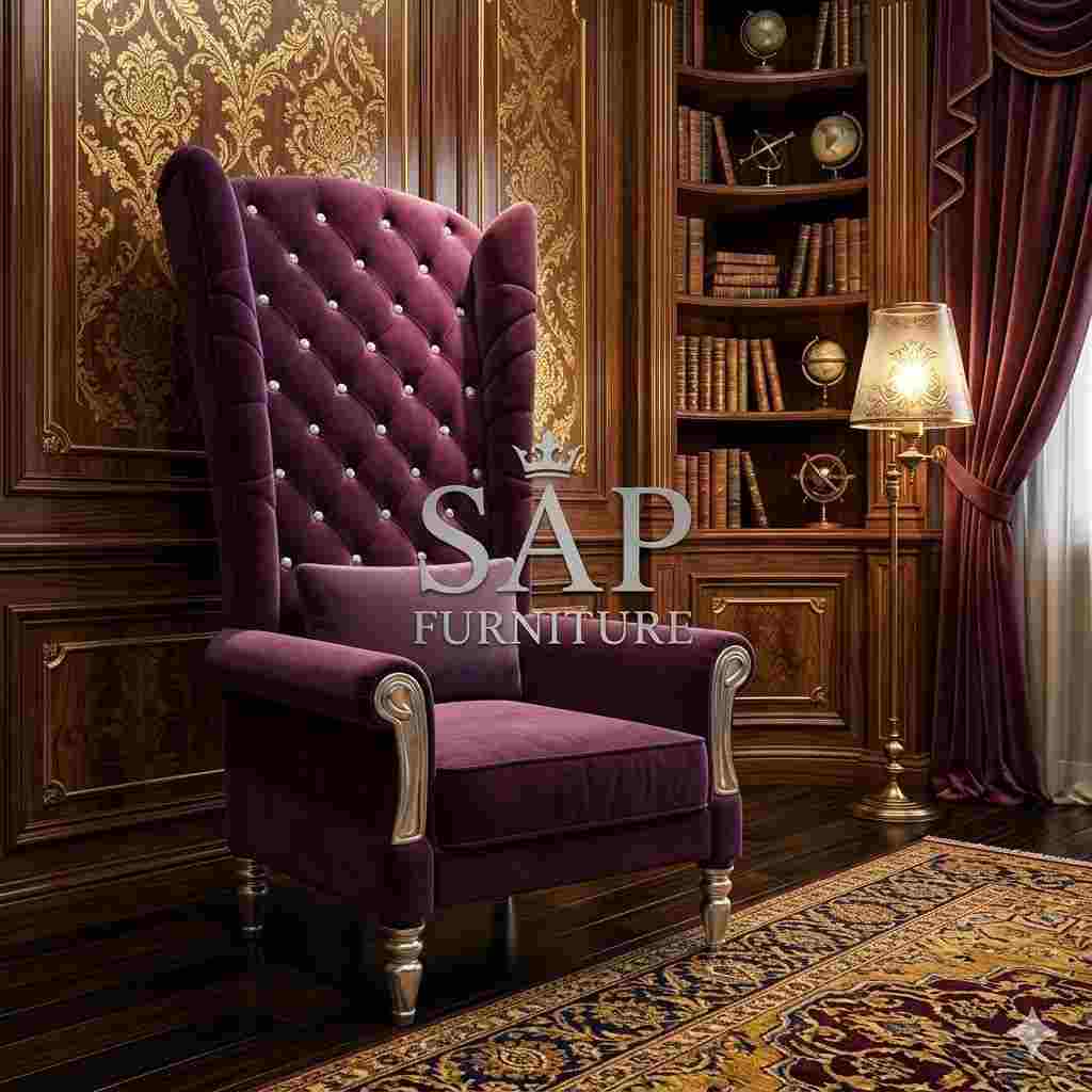 The Royal Plum Crystal Throne Chair