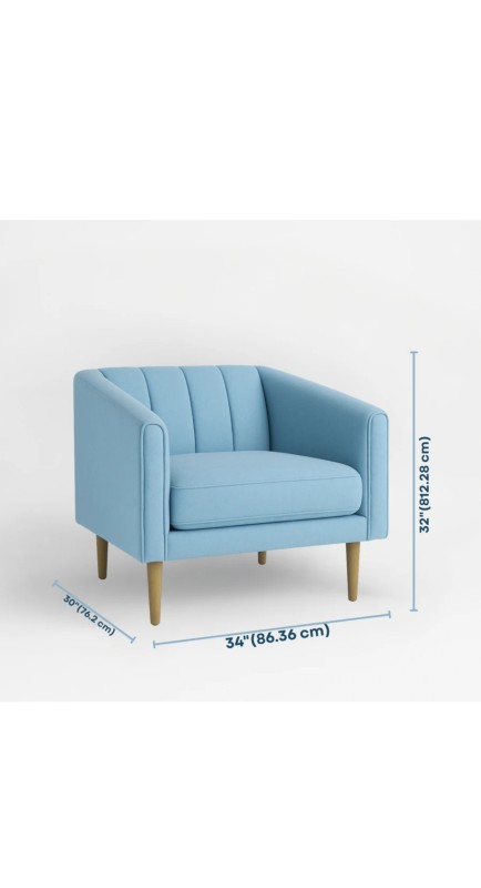 The Aria Sky Blue Channel-Tufted Chair