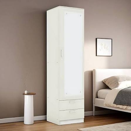 Solo 1-Door Compact Wardrobe with Full-Length Mirror and 2 Drawers