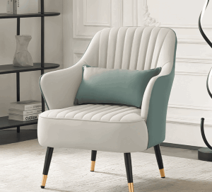 Aria Dual-Tone Channel-Tufted Velvet Accent Chair with Lumbar Pillow