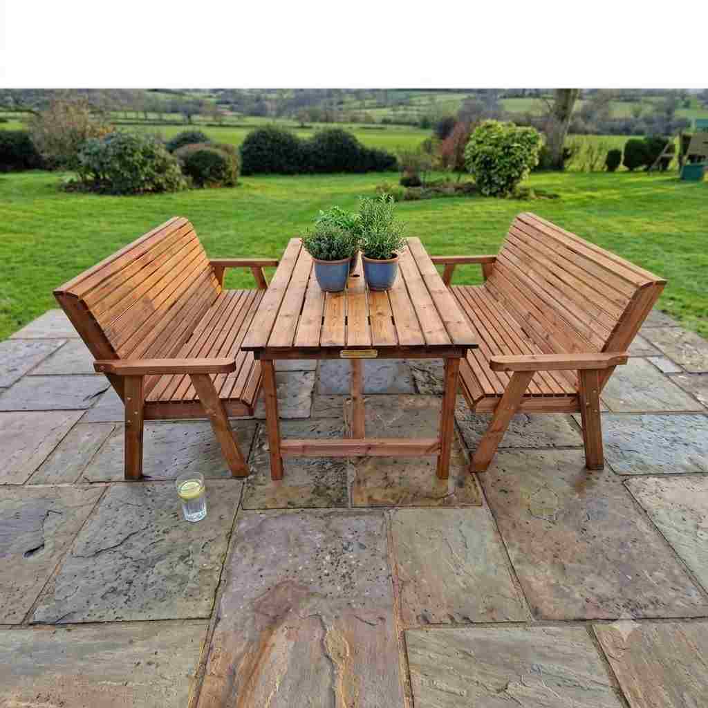 3-Piece Solid Wood Outdoor Picnic & Dining Bench Set