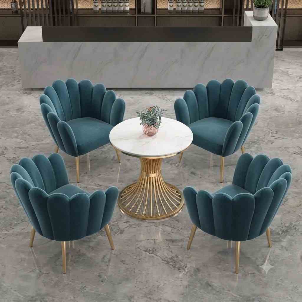 The Aurelia Velvet Scallop Chat Set (4 Seater)