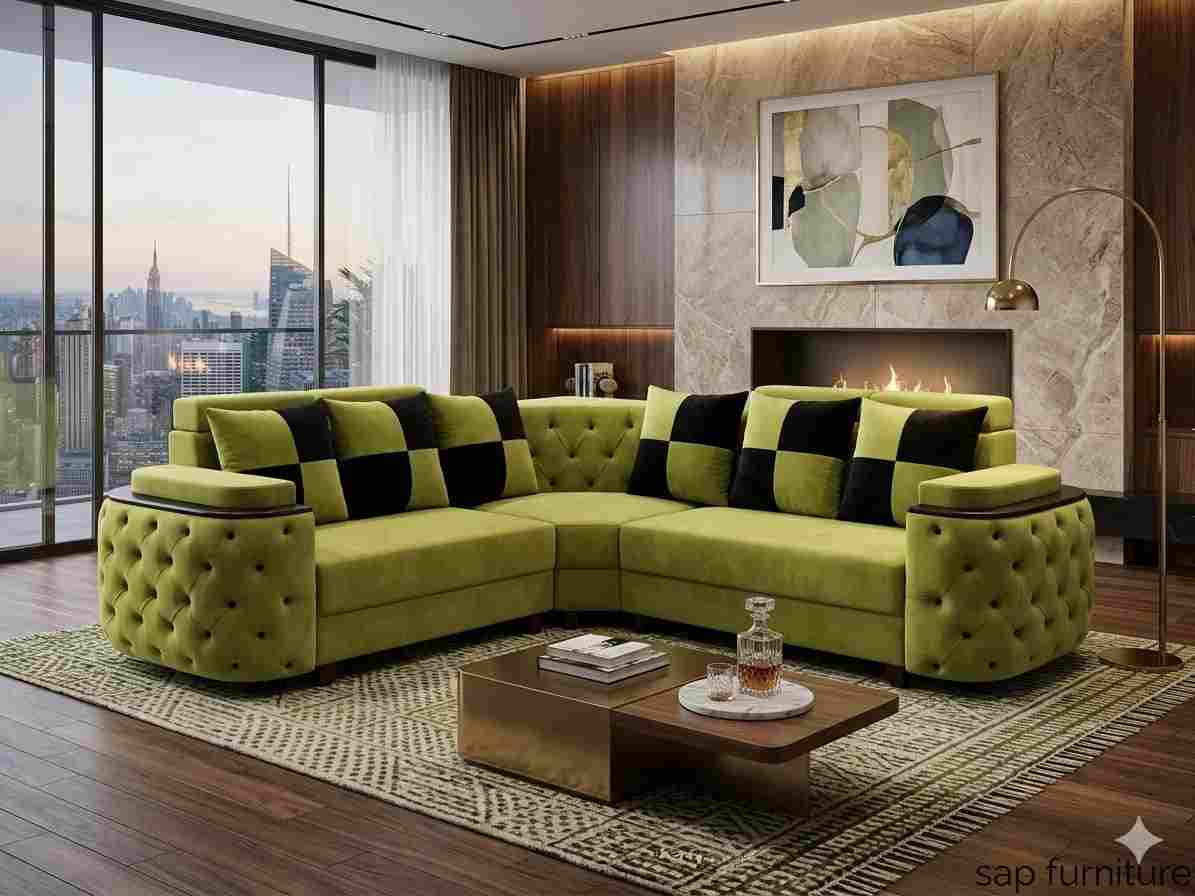 The Chartreuse Sovereign Chesterfield Sectional