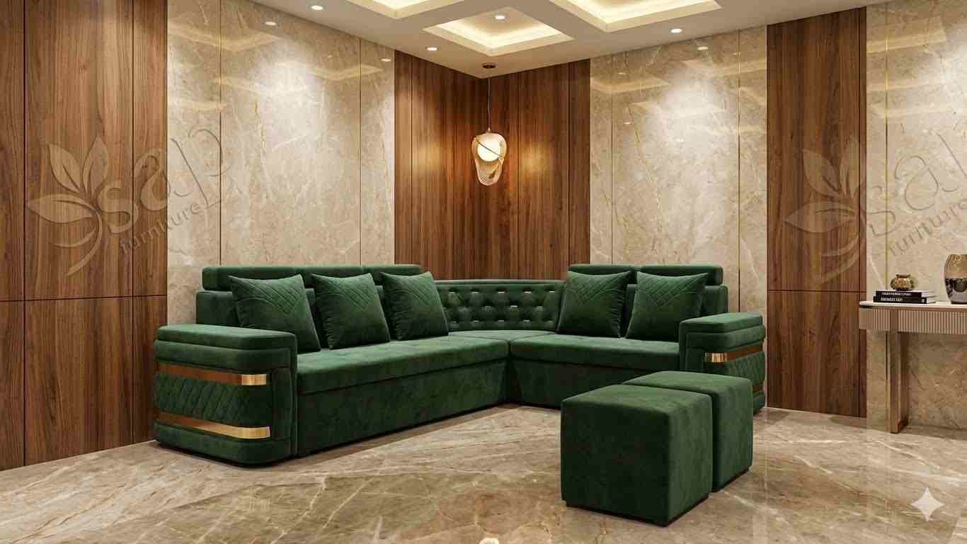 The Emerald Regent Luxury L-Shaped Sectional Sofa