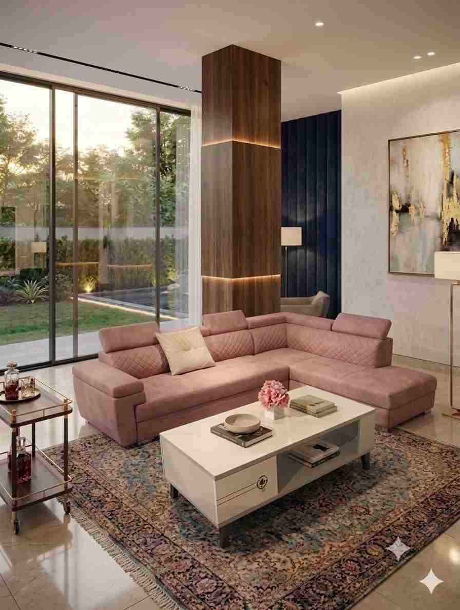 Verona Luxury L Shape Sectional Sofa Set with Diamond Quilted Backrest Multi Color Options